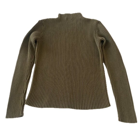 Calvin Klein Womens Sz S Cotton Ribbed Knit Mock Turtleneck Sweater Olive Green - Picture 9 of 9